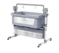 Prokoke Elettrico Bluetooth Intelligente Pieghevole Culla Neonato Next to me, Convertibile Culla Co-sleeping Fianco Letto con Musica, Telecomando e 5 Ingranaggi Oscillanti (Mid Grey)