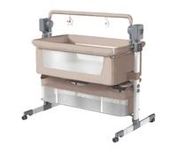 Prokoke Elettrico Bluetooth Intelligente Pieghevole Culla Neonato Next to me, Convertibile Culla Co-sleeping Fianco Letto con Musica, Telecomando e 5 Ingranaggi Oscillanti (Beige)