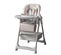 Prokoke Pelle PU Seggiolone Pappa, Seggiolone Pieghevole Convertibile per Bambini Piccoli con 6 Altezze e 3 Posizioni Di Reclinazione, Sedia Da Pranzo con Vassoi Doppi Staccabili e Ruote (8122 White)