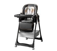 Prokoke Pelle PU Seggiolone Pappa, Seggiolone Pieghevole Convertibile per Bambini Piccoli con 6 Altezze e 3 Posizioni Di Reclinazione, Sedia Da Pranzo con Vassoi Doppi Staccabili e Ruote (8122 Black)