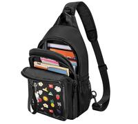 Prokva Borsa a Tracolla Ita Bag con Inserto per Spille, Zaino Ita con Tasca Trasparente per lo Scambio di Spille, Comic Con, Viaggio, Nero