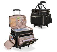 Prokva Trolley per Insegnanti, Borsa da Lavoro Capiente con Ruote, Nero | 6 Scomparti Frontali per Documenti, Adatto a Laptop da 15,6", Tasche Portaoggetti Multiple