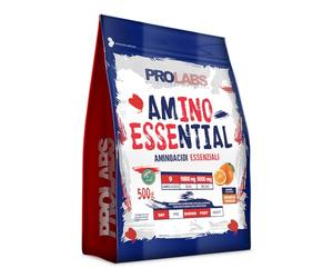 PROLABS- EAA Aminoacidi Essenziali AMINO ESSENTIAL Fermentati Polvere 100% Veg con BCAA Ramificati 2:1:1 e Vitamina B6, Amminoacidi Essenziali Post Intra Workout, Integratore per Sportivi 500g Arancia