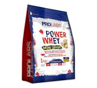 PROLABS - Proteine in Polvere POWER WHEY AMINO SUPPORT Concentrate Ricche di Aminoacidi Essenziali e BCAA, Whey Protein + Creatina, Glutammina, Vitamina B6 Crescita, Forza, Recupero 1kg Wafer/Nocciola