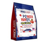 PROLABS - Proteine in Polvere POWER WHEY AMINO SUPPORT Concentrate Ricche di Aminoacidi Essenziali e BCAA - Whey Protein + Creatina, Glutammina e Vitamina B6 per Crescita, Forza, Recupero 1kg, Fragola