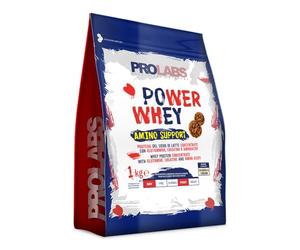 PROLABS - Proteine in Polvere POWER WHEY AMINO SUPPORT Concentrate Ricche di Aminoacidi Essenziali e BCAA, Whey Protein + Creatina, Glutammina, Vitamina B6 Crescita, Forza, Recupero 1kg, Cookies&Cream