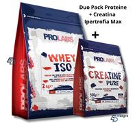 PROLABS - Proteine in Polvere Whey Iso 2 kg + Creatina 500g - Stack Massa Forza