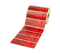 Prolac - Fragile Handle with Care adesivo di avvertimento (adesivo di avvertimento) per spedizioni fragili - Adesivi autoadesivi - Etichette di avvertimento pericolo di rottura - Etichette rosse,