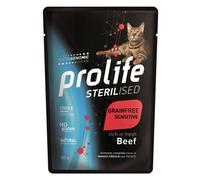 Prolife Cat Sterilised Bustine 85 gr Manzo - confezione da 12 pezzi - Cibo umido per gatti - 1° ORDINE? scegli lo sconto BZR5 / BZR20 + 200 punti fedeltà
