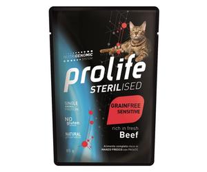 Prolife Cat Sterilised Bustine 85 gr Manzo - confezione da 12 pezzi - Cibo umido per gatti - 1° ORDINE? scegli lo sconto BZR5 / BZR20 + 200 punti fedeltà