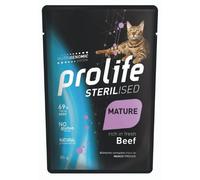Prolife Cat Sterilised Bustine 85 gr Mature manzo - confezione da 12 pezzi - Cibo umido per gatti - 1° ORDINE? scegli lo sconto BZR5 / BZR20 + 200 punti fedeltà