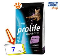 Prolife Cat Sterilised Mature Manzo e Riso Cibo Secco Gatti 400 Gr/1,5/7 Kg