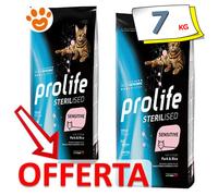 Prolife Cat Sterilised Sensitive Adult Maiale e Riso Cibo Secco Gatti 1,5/7 Kg