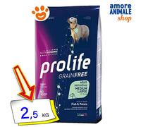 Prolife Dog Grainfree Sensitive Adult Medium Large Pesce e Patate Cani 2,5/10 Kg