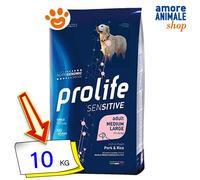 Prolife Dog Sensitive Adult Medium Large Maiale e Riso Cibo Secco Cani 2,5/10 Kg
