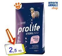 Prolife Dog Sterilised Sensitive Adult Medium Large Maiale e Riso Cani 2,5/12 Kg