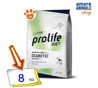 8 kg Prolife Diabetic Sensitive Alimento Completo Dietetico Cibo Secco Crocchette Croccantini per Cani Adulti di Taglia Media e Grande con Trota