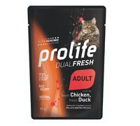 Prolife Dual Fresh Gatto Adult Bustine 85 gr - Anatra e Pollo - Confezione da 12 pezzi - Cibo umido per gatti - 1° ORDINE? scegli lo sconto BZR5 / BZR20 + 200 punti fedeltà
