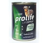 Prolife Lifestyle Umido Cane Medium/Large 400 gr - Light Merluzzo fresco e Riso - Confezione da 6 pezzi - Cibo Umido per Cani - 1° ORDINE? scegli lo sconto BZR5 / BZR20 + 200 punti fedeltà