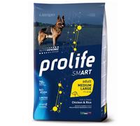 12 kg Prolife Smart Alimento Cibo Secco Crocchette Croccantini di Mantenimento per Cani Adulti di Taglia Media e Large con Pollo Fresco e Riso No Gluten