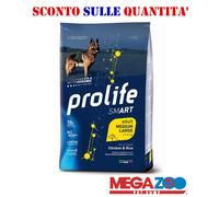 12 kg Prolife Smart Alimento Cibo Secco Crocchette Croccantini di Mantenimento per Cani Adulti di Taglia Media e Large con Pollo Fresco e Riso No Gluten