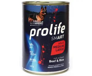 Prolife Smart Dog Adult Medium/Large 400 gr Manzo e riso - confezione da 6 pezzi - Cibo umido per cani - 1° ORDINE? scegli lo sconto BZR5 / BZR20 + 200 punti fedeltà