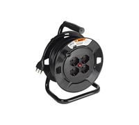 BTICINO Avvolgicavo S2620, Prolunga Elettrica 20 Metri, 4 Prese Polivalenti Schuko Bipasso, Spina Grande 16A, Interruttore Termico, Maniglia Ergonomica, Ferma Cavo e Avvolgicavo, Full Black