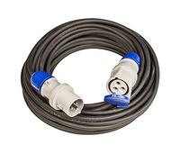 Poly Pool PP2652 Prolunga CEE 3 Poli, 20 m Cavo 3G1,5 mmq Spina e Presa Industriale IEC309 Grande 16A IP44 Ideale per Camper, 230 V, Nero
