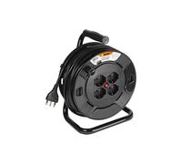 BTICINO Avvolgicavo S2630, Prolunga Elettrica 30 Metri, 4 Prese Polivalenti Schuko Bipasso, Spina Grande 16A, Interruttore Termico, Maniglia Ergonomica, Ferma Cavo e Avvolgicavo, Full Black