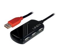 Prolunga attiva USB 2.0 - LINDY - Pro 12m - Hub 4 porte - Colore Nero - Alimentazione 5V 2A