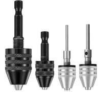 Prolunga Avvitatore 1/4, 1/8, 1/16 Inch Hex and Round Shank Small Drill Chuck Quick Change Adapter, Black and Silver(C)