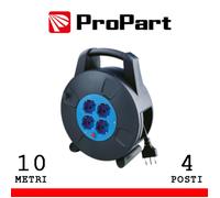 PROLUNGA AVVOLGICAVO 10 METRI CON MULTIPRESA 4 POSTI BIPASSO/SCHUKO 16A CON PROT