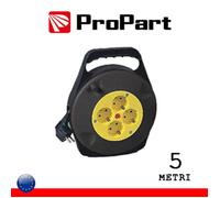 PROLUNGA AVVOLGICAVO 5 METRI CON MULTIPRESA 4 POSTI SCHUKO 16A CON PROTEZIONE TE