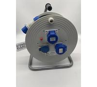 PROLUNGA AVVOLGICAVO INDUSTRIALE ROSI - 25mt - IP44 2 PRESE INDUSTRIALI - 1 SCHUKO