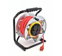 Prolunga AWTOOLS con tamburo in metallo rosso, resistente, 50 m, 3x1,5 mm, 16 A,