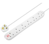 Prolunga Cavo Alimentazione Con Surge Protezione, 6 Banda, 2m, Bianco -