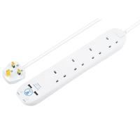 Prolunga Cavo Alimentazione Con Surge Protezione & USB 4 Banda 2X A 4M Bianco