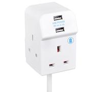 Prolunga Cavo Alimentazione Con USB, 3 Banda, 2x USB A, 2m, Bianco - B3U210-MP