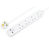 Prolunga Cavo Alimentazione Con USB, 4 Banda, 2x USB A, 1m, Bianco - BFNU110N-MP