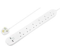 Prolunga Cavo Alimentazione Con USB, 6 Banda, 2x USB A, 1m, Bianco - BSNU110N-MP