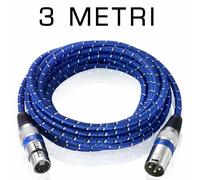 Prolunga Cavo cavetto lungo alta qualità fibra nylon microfono audio XLR 3 pin