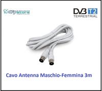 Prolunga Cavo Coasiale Filo Antenna Tv Maschio Femmina Digitale Terrestre 3mt