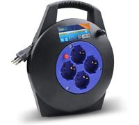 EXTRASTAR Prolunga Elettrica con Avvolgicavo 8 mt,4 Prese Polivalenti (Schuko + 10/16A),Spina 16A,Sezione Cavo 3G 1,0 mm²