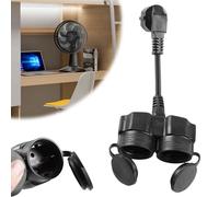 Prolunga con 2 prese Schuko, multipresa esterna, adattatore 2 in 1, doppia presa 16 A/250 V, per casa, ufficio, cucina (nero)