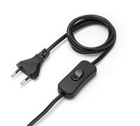 Prolunga con interruttore, 120+80cm, H03VVH2-F 2x0,75. Nero