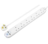 Prolunga Con Protezione Da Sovratensione E Usb 6 Gang 2X Usb A 2M Bianca