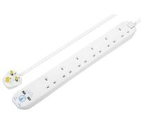Prolunga Con Protezione Da Sovratensione E Usb 6 Gang 2X Usb A 2M Bianca