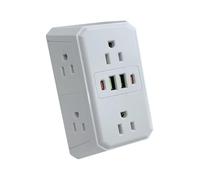 Prolunga da parete a 6 prese - Adattatore multiplo, porte USB per casa, viaggi, dormitori, scuole, hotel, viaggi d'affari, ricarica rapida ed efficiente, stazione di alimentazione portatile sicura per