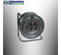 Prolunga Elettrica 25 metri Avvolgicavo 4 Prese Garanti 14611FK