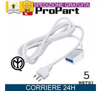 Prolunga Elettrica 5m Bianco 10A Spina Italiana Lineare